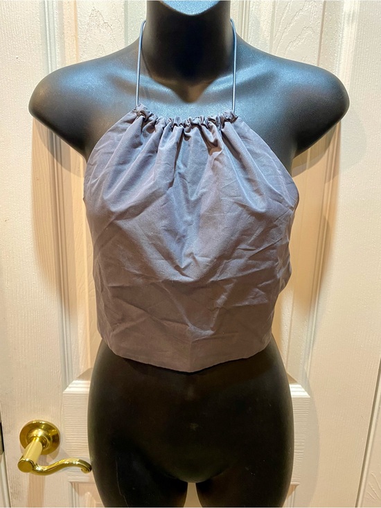 Zara Tops - Zara Gray Halter Ruched Crop Top Back Tie Size M NWT